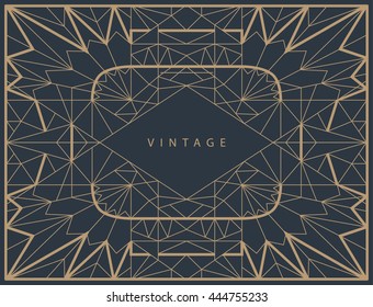 Vector template frame. Form of rectangle. Line design elements. Collage collection geometric gold shapes.  