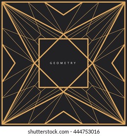 Vector template frame. Form of square. Line design elements. Collage collection geometric gold shapes.  