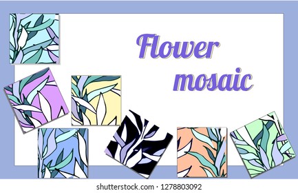 Vector template, frame for text with multicolored mosaic for invitation, postcard, congratulations, advertising design, posters.