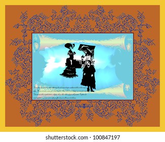 Vector template of  framework for pictures and photos. Man and the Woman. EPS 10