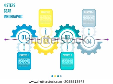 vector template of gears infographic, 4 steps with line and separated text frame 