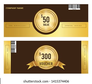  Vector template for gift voucher, coupon and certificate with gold  luxury badge