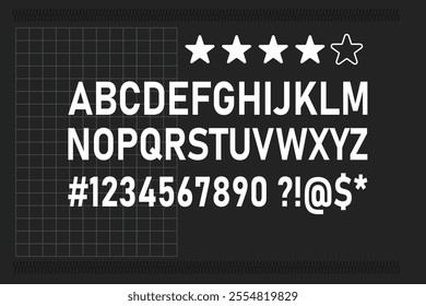 Vector template gird alphabet signs and numbers , 2d clipart  image.