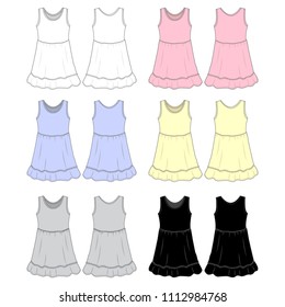 Vector template for Girl's dresses