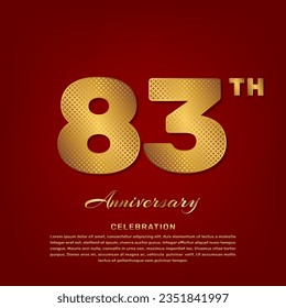 Vector template with golden pattern number style isolated on red background, simple and luxury vector template for 83th anniversary celebration event