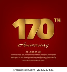 Vector template with golden pattern number style isolated on red background, simple and luxury vector template for 170th anniversary celebration event