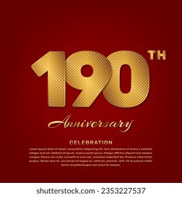 Vector template with golden pattern number style isolated on red background, simple and luxury vector template for 190th anniversary celebration event