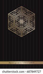 Vector template of golden sacred geometry symbol for luxury products brochure. Vector illustration 