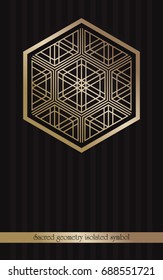 Vector template of golden sacred geometry symbol for luxury products brochure. Vector illustration 