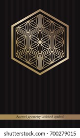 Vector template of golden sacred geometry symbol for luxury products brochure. Vector illustration 