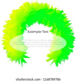 Vector template green and yellow for booklets, brochures, advertisements. Fluffy bright with text. Print on a notebook, a book, a T-shirt, a mug.
