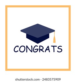 Vector template for greeting card, banner, sticker, label, shirt. Happy graduation day.