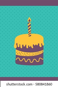 vector template of greeting card with cake illustration