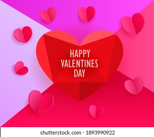 Vector template for a greeting card. Happy Valentines day