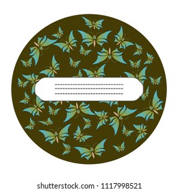 Vector template for greeting card or invitation with ornate doodle hand drawn butterflies.  Beautiful black and white vector frame