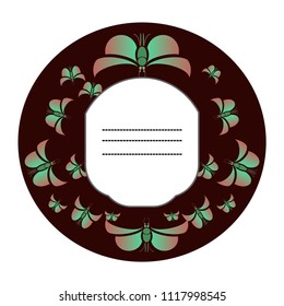 Vector template for greeting card or invitation with ornate doodle hand drawn butterflies.  Beautiful black and white vector frame