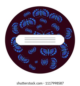 Vector template for greeting card or invitation with ornate doodle hand drawn butterflies.  Beautiful black and white vector frame