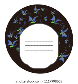 Vector template for greeting card or invitation with ornate doodle hand drawn butterflies.  Beautiful black and white vector frame