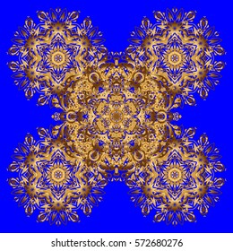 Vector template greeting card, invitation and advertising banner, brochure on a blue background. Vintage Invitation or wedding card with mandala pattern and elegant floral elements with gold gradient.
