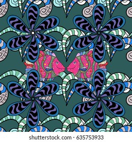 Vector template greeting card, invitation and advertising banner, brochure on a blue background. Vintage Invitation or wedding card with mandala pattern and elegant floral elements.