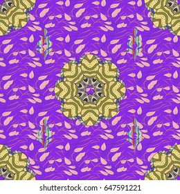 Vector template greeting card, invitation and advertising banner, brochure on a magenta background. Vintage Invitation or wedding card with mandala pattern and elegant floral elements.