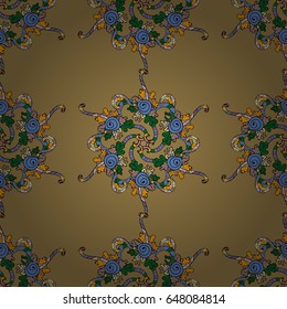 Vector template greeting card, invitation and advertising banner, brochure on a blue background. Vintage Invitation or wedding card with mandala pattern and elegant floral elements.