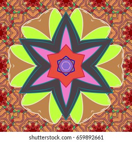 Vector template greeting card, invitation and advertising banner, brochure on a background. Vintage Invitation or wedding card with mandala pattern and elegant floral elements.