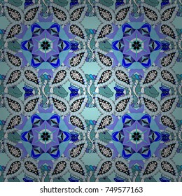 Vector template greeting card, invitation and advertising banner, brochure on a blue, white and black colors. Vintage Invitation or wedding card with mandala pattern and elegant floral elements.