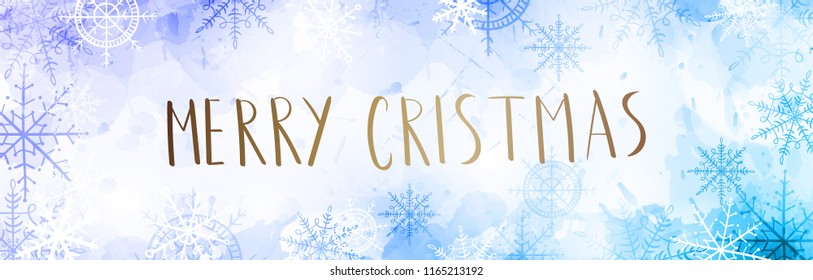 Vector template for greeting card with snowflakes.