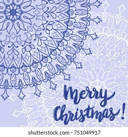 Vector template for greeting christmas card with handwritten text.