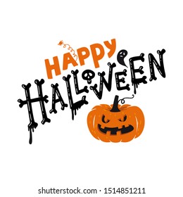 Vector template of Halloween party invitations or greeting cards with handwritten calligraphy lettering. illustration of pumpkin, ghost, spider,
bat, skull