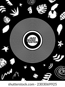 Vector template hand drawn abstract jazz poster 