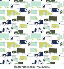 Vector template with hand drawn cars. Cartoon colored transport seamless pattern for  brochures, posters, greeting cards, flyers. 