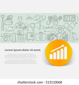 Vector template with hand drawn doodles business theme. 