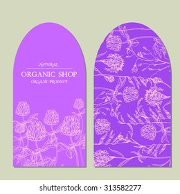 Vector template with hand-draw wild flowers and herbs. Layout, mockup design for cosmetics, store, label, natural and organic products