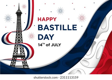 Vector Template Happy Bastille Day with Abstract Classic Themes