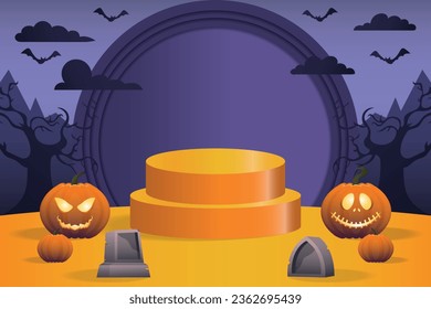 Vector Template Happy Halloween Podium Display