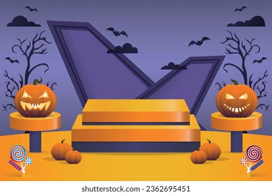 Vector Template Happy Halloween Podium Display