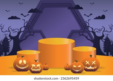 Vector Template Happy Halloween Podium Display