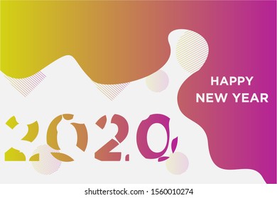 vector template happy new year 2020. Design for banners or greeting cards in liquid form