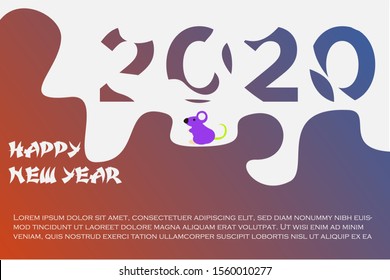 vector template happy new year 2020. Design for banners or greeting cards in liquid form