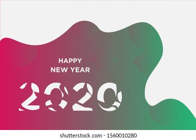 vector template happy new year 2020. Design for banners or greeting cards in liquid form