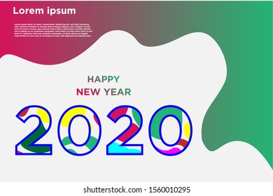 vector template happy new year 2020. Design for banners or greeting cards in liquid form