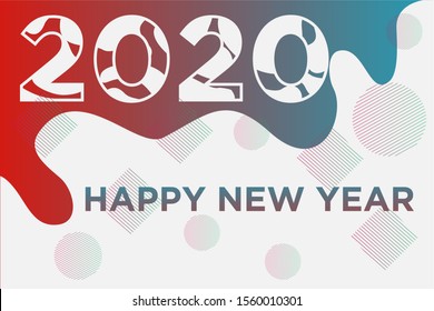 vector template happy new year 2020. Design for banners or greeting cards in liquid form