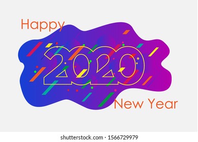 vector template happy new year 2020. Design for banners or greeting cards in liquid form