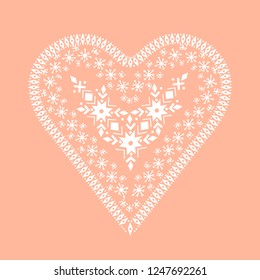 Vector template of heart in scandinavian style. 