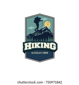 vector template hiking illustration for your logo, emblem and design