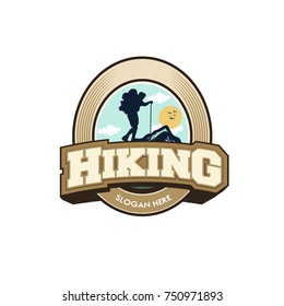 vector template hiking illustration for your logo, emblem and design