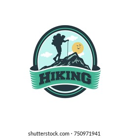 vector template hiking illustration for your logo, emblem and design