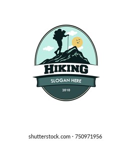 vector template hiking illustration for your logo, emblem and design